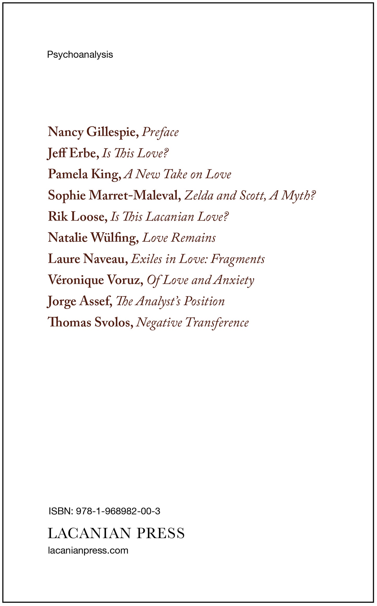 Lacan & the Question of Love